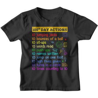 100Th Day Actions 100 Days Of School Gift For Boy Girls Kids Youth T-shirt - Thegiftio UK