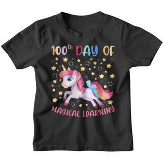 100Th Day Of Magical Learning School Cute Unicorn Gift Girls Youth T-shirt - Thegiftio UK