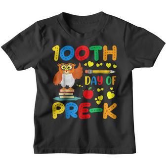 100Th Day Of Pre K Student Owl Lover Gift 100 Days Of School Youth T-shirt - Thegiftio UK