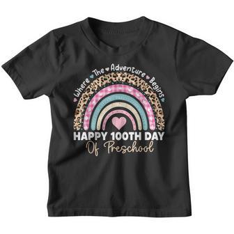 100Th Day Of Preschool For Teachers Rainbow Leopard Youth T-shirt - Thegiftio UK