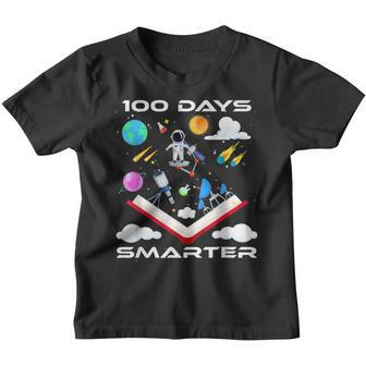 100Th Day Of School 100 Days Smarter Books Space Astronaut Youth T-shirt - Thegiftio UK