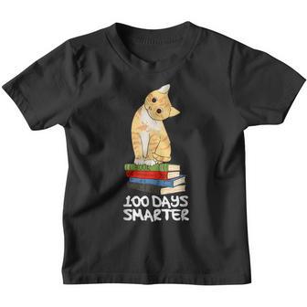 100Th Day Of School 100 Days Smarter Teacher Or Student Cat Youth T-shirt - Thegiftio UK