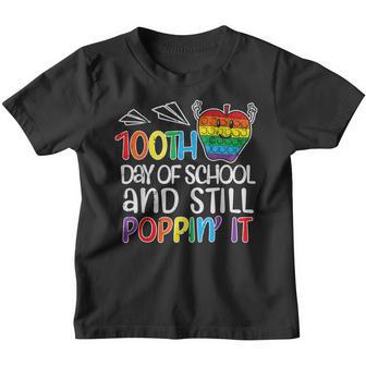 100Th Day Of School And Still Poppin Apple 100 Days Teacher Youth T-shirt - Thegiftio UK