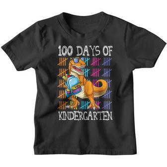 100Th Day Of School Boys Trex 100 Days Of Kindergarten Youth T-shirt - Thegiftio UK