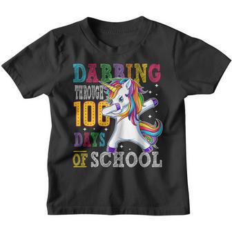 100Th Day Of School Dabbing Unicorn Boys Girls Gifts Youth T-shirt - Thegiftio UK