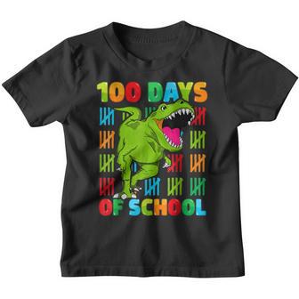 100Th Day Of School Dino Kids Happy 100 Days Dinosaur T Rex V2 Youth T-shirt - Thegiftio UK