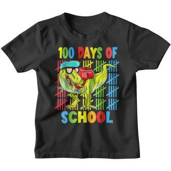 100Th Day Of School Dino Kids Happy 100 Days Dinosaur T Rex V3 Youth T-shirt - Thegiftio UK