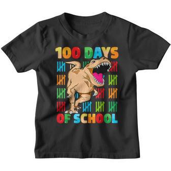 100Th Day Of School Dino Kids Happy 100 Days Dinosaur T-Rex Youth T-shirt - Thegiftio UK