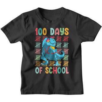 100Th Day Of School Dino Kids Happy 100 Days Dinosaur T-Rex Youth T-shirt - Thegiftio UK