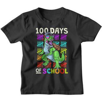 100Th Day Of School Dino Kids Happy 100 Days Dinosaur T-Rex Youth T-shirt - Thegiftio UK