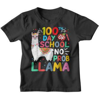 100Th Day Of School No Probllama Llama 100 Days Of Smarter Youth T-shirt - Thegiftio UK