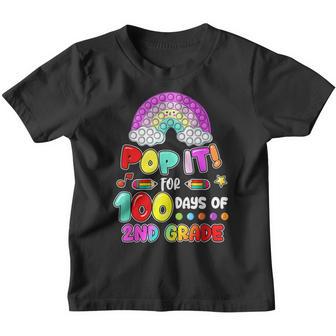 100Th Day Of School Pop It 100 Days Of 2Nd Grade Fidget Toy V2 Youth T-shirt - Thegiftio UK