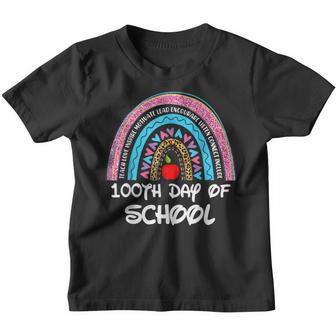 100Th Day Of School Teacher 100 Days Smarter Boho Rainbow Youth T-shirt - Thegiftio UK