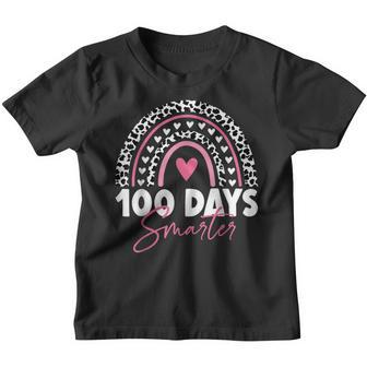 100Th Day Of School Teacher 100 Days Smarter Leopard Rainbow V10 Youth T-shirt - Thegiftio UK