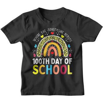 100Th Day Of School Teacher 100 Days Smarter Leopard Rainbow V2 Youth T-shirt - Thegiftio UK