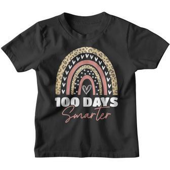 100Th Day Of School Teacher 100 Days Smarter Leopard Rainbow V3 Youth T-shirt - Thegiftio UK