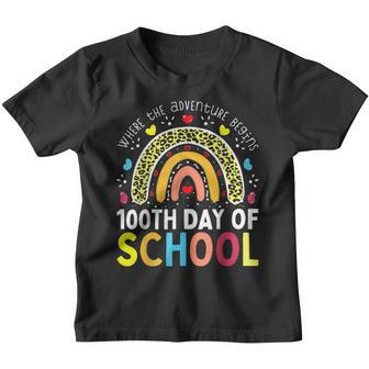100Th Day Of School Teacher 100 Days Smarter Leopard Rainbow V5 Youth T-shirt - Thegiftio UK