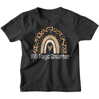 100Th Day Of School Teacher 100 Days Smarter Leopard Rainbow V6 Youth T-shirt - Thegiftio UK