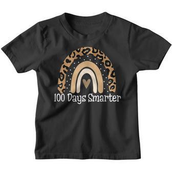 100Th Day Of School Teacher 100 Days Smarter Leopard Rainbow V8 Youth T-shirt - Thegiftio UK