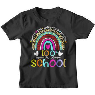 100Th Day Of School Teacher 100 Days Smarter Leopard Rainbow Youth T-shirt - Thegiftio UK