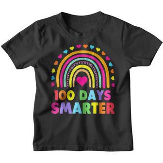 100Th Day Of School Teacher 100 Days Smarter Rainbow V10 Youth T-shirt - Thegiftio UK