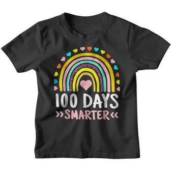 100Th Day Of School Teacher 100 Days Smarter Rainbow V11 Youth T-shirt - Thegiftio UK