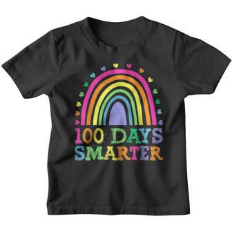 100Th Day Of School Teacher 100 Days Smarter Rainbow V24 Youth T-shirt - Thegiftio UK