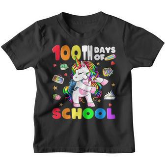 100Th Day Of School Teacher Girls Flossing Unicorn 100 Days Youth T-shirt - Thegiftio UK
