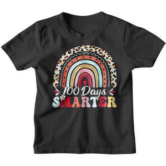 100Th Day Of School Teacher Leopard Rainbow 100 Days Smarter V2 Youth T-shirt - Thegiftio UK