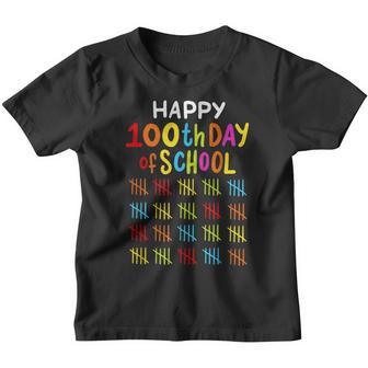 100Th Day Of School Teacher Student Colourful Tally Mark Youth T-shirt - Thegiftio UK