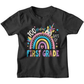 100Th Day Of School Unicorn 100 Magical Days First Grade V2 Youth T-shirt - Thegiftio UK