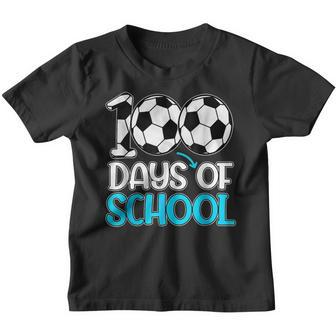 100Th Day Student Boys Girls Soccer 100 Days Of School Youth T-shirt - Thegiftio UK