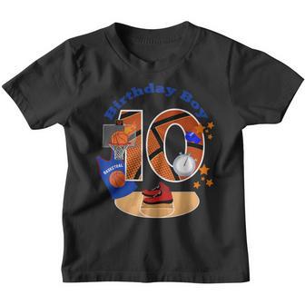 10Th Birthday Basketball Big Number 10 Year Old Boy Girl Youth T-shirt - Thegiftio UK