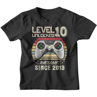 10Th Birthday Boy Level 10 Unlocked Awesome Since 2013 Gifts Youth T-shirt - Thegiftio UK