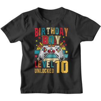 10Th Birthday Boys Gifts Level 10 Unlocked Video Games Boys Youth T-shirt - Seseable