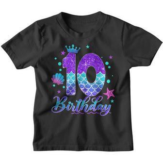 10Th Birthday Girl Mermaid For 10 Years Old Party Youth T-shirt - Thegiftio UK