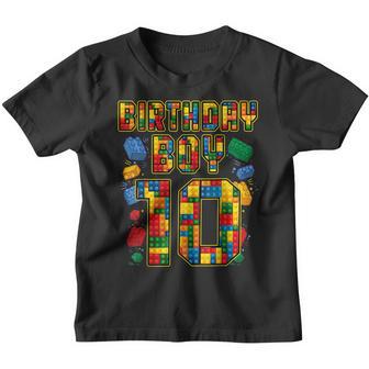10Th Birthday Master Builder 10 Years Old Block Building Boy Youth T-shirt - Thegiftio UK