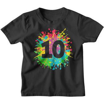 10Th Birthday Paint Splashes For Kids Girls Boys Youth T-shirt - Thegiftio UK
