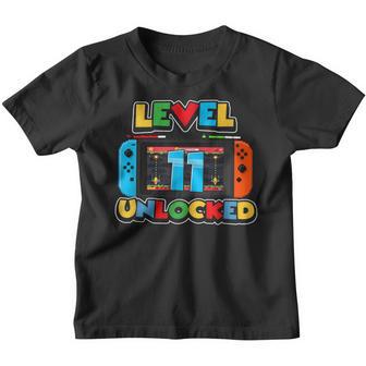 11 Year Old Boy Level 11 Unlocked 11Th Birthday Video Gamer Youth T-shirt - Thegiftio UK