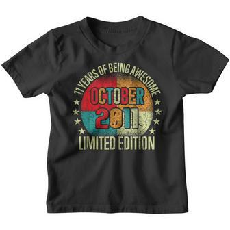 11 Year Old October 2011 Limited Edition 11Th Birthday V2 Youth T-shirt - Thegiftio UK
