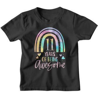 11 Years Of Being Awesome Rainbow Tie Dye 11Th Birthday Girl Youth T-shirt - Thegiftio UK