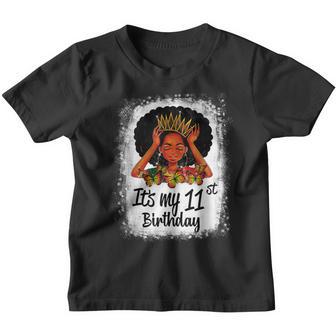11 Years Old Black Melanin Women Girl Its My 11St Birthday Youth T-shirt - Thegiftio UK