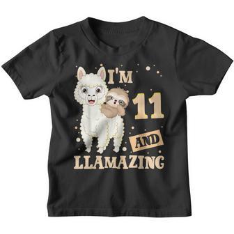 11Th Birthday I Am 11 Years Old And Llamazing Llama Girl Youth T-shirt - Thegiftio UK