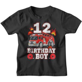 12 Year Old Its My 12Th Birthday Boy Fire Truck Fireman Youth T-shirt - Thegiftio UK