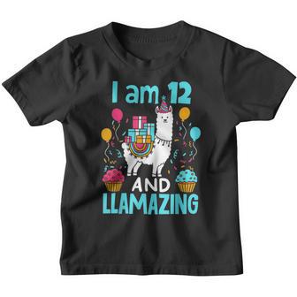 12 Years Old 12Th Birthday Llama Birthday Girl Gift V11 Youth T-shirt - Thegiftio UK