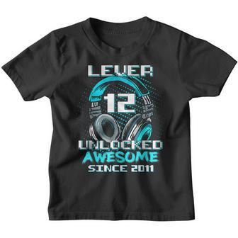 12 Years Old Level 12 Unlocked 2011 Video Game 12Th Birthday Youth T-shirt - Thegiftio UK