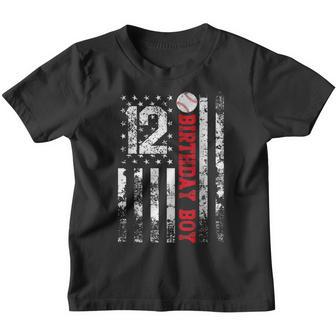 12Th Birthday American Flag Baseball Boy 12 Year Old Youth T-shirt - Thegiftio UK