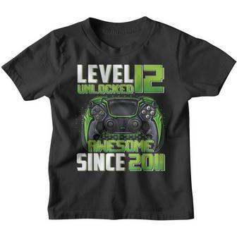 12Th Birthday Boy Level 12 Unlocked Awesome 2011 Video Gamer Youth T-shirt - Thegiftio UK
