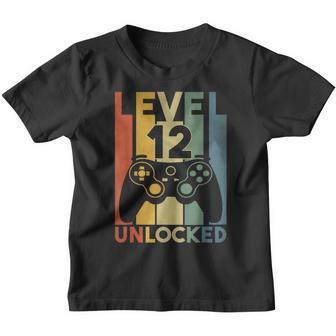 12Th Birthday Gift Boys Level 12 Unlocked Funny Video Gamer Youth T-shirt - Thegiftio UK