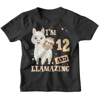 12Th Birthday I Am 12 Years Old And Llamazing Llama Girl Youth T-shirt - Thegiftio UK
